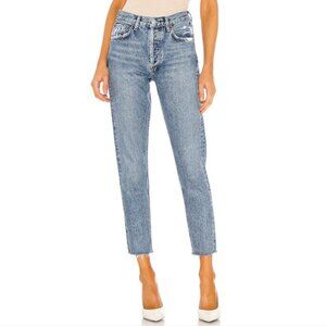 AGOLDE Jamie High Rise Classic Straight Jean Livestream Wash Distressed Ankle 25